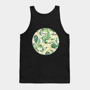 Textured Vintage Daisy and Fern Pattern Tank Top